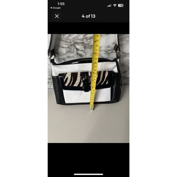 Mini Sharif Studio Leather & Calf Hair Color Block Shoulder Bag - Picture 12 of 13